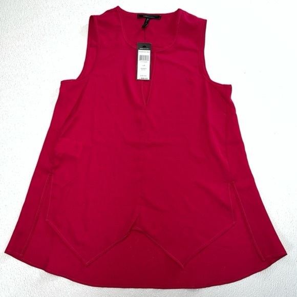 NWT BCBGMaxAzria Sangria Red Keyhole Womens Sleeveless Satin Georgette Top S - Picture 3 of 9